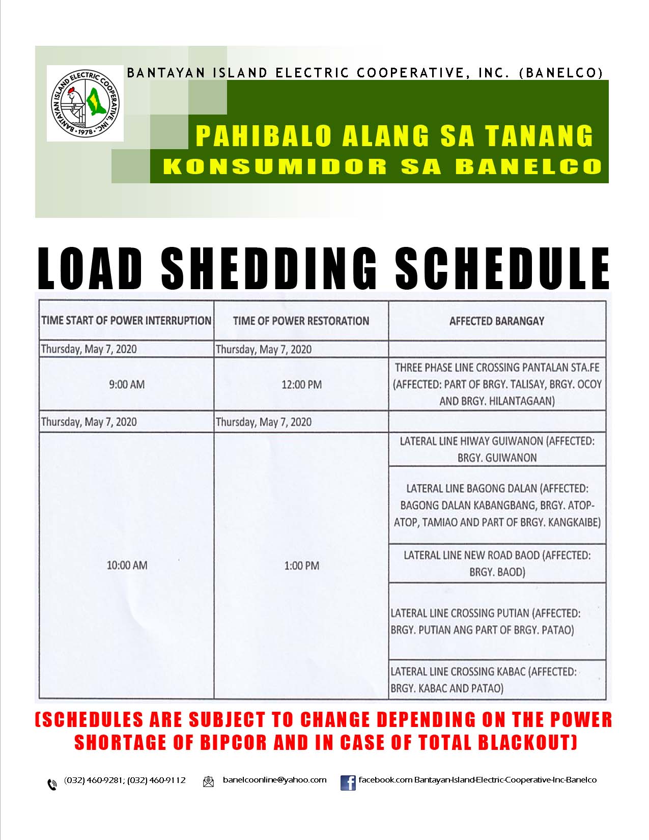 pahibalo-load-shedding-schedule-5-7-2020