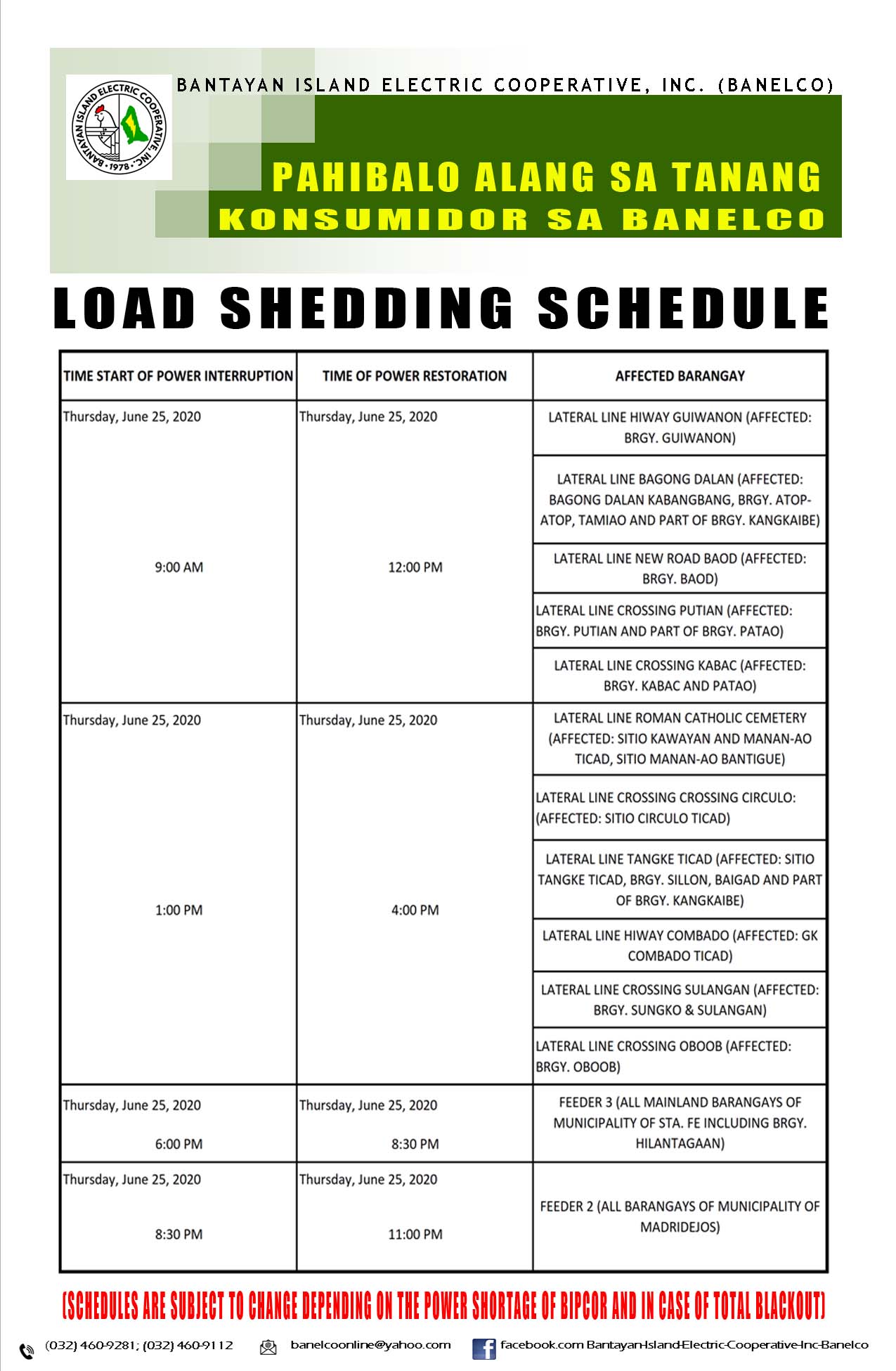 pahibalo-load-shedding-schedule-6-25-2020