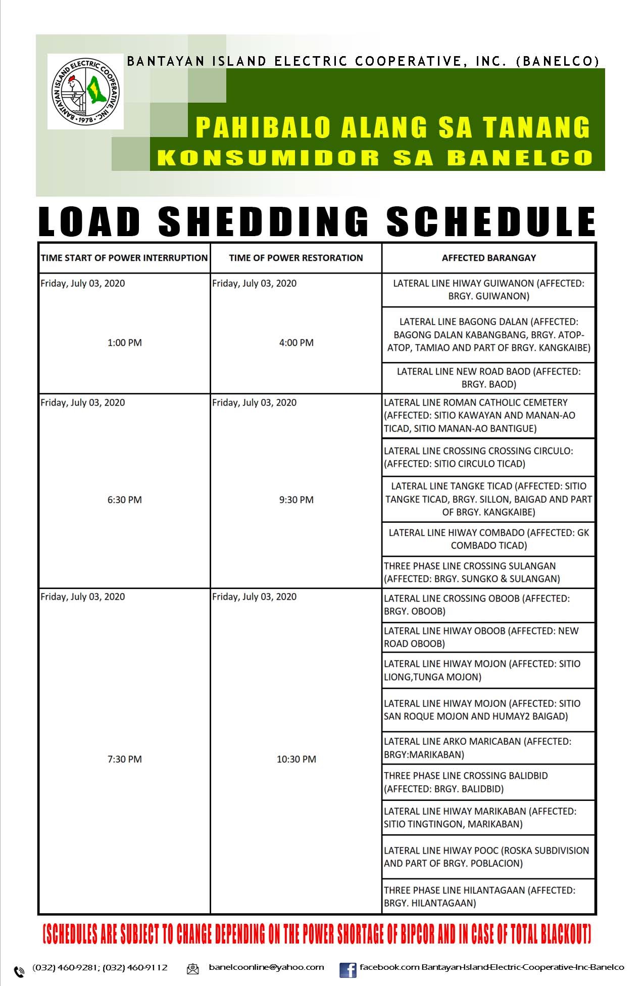 pahibalo-load-shedding-schedule-7-03-2020-pm