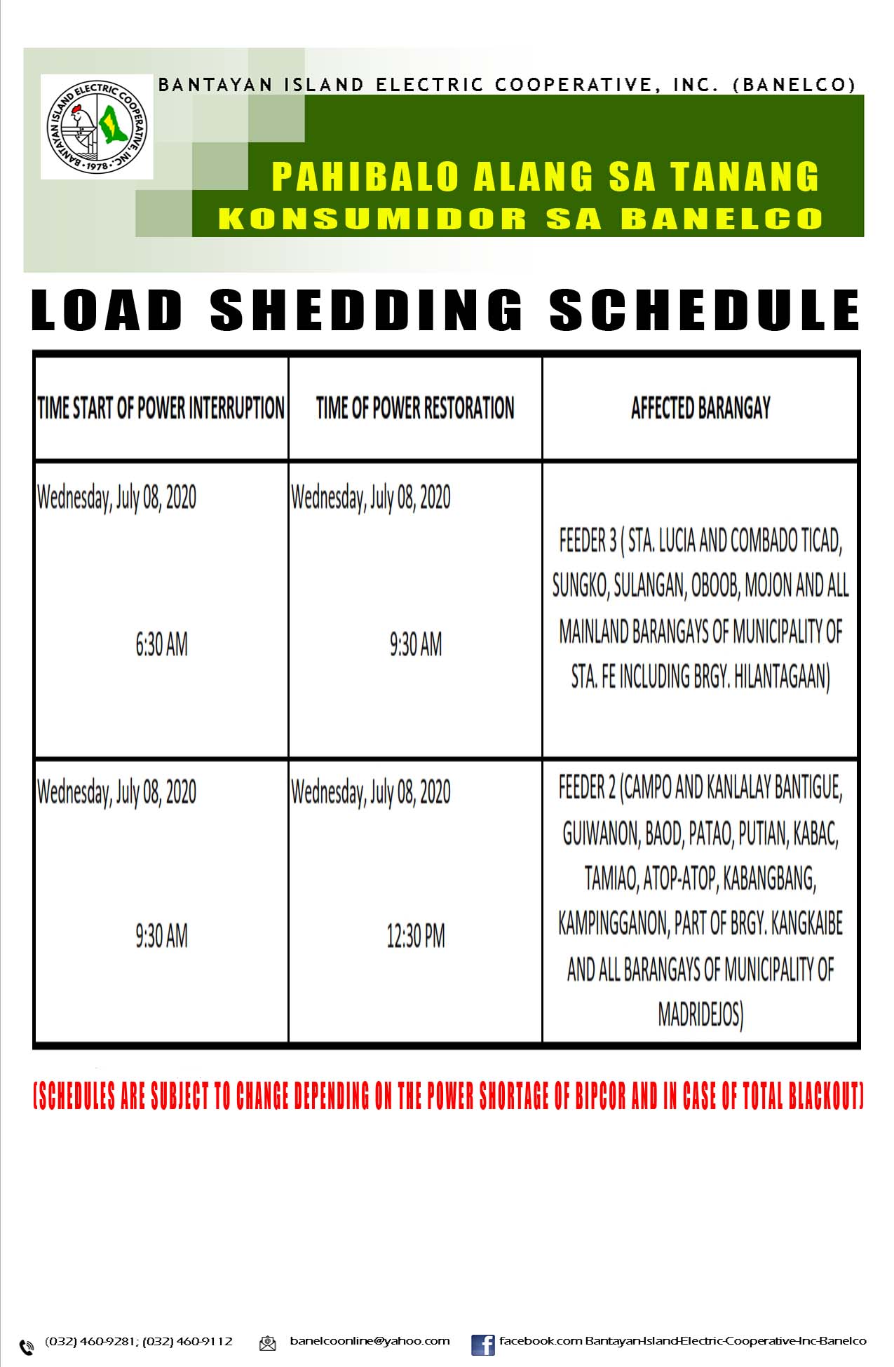 pahibalo-load-shedding-schedule-7-08-2020-am