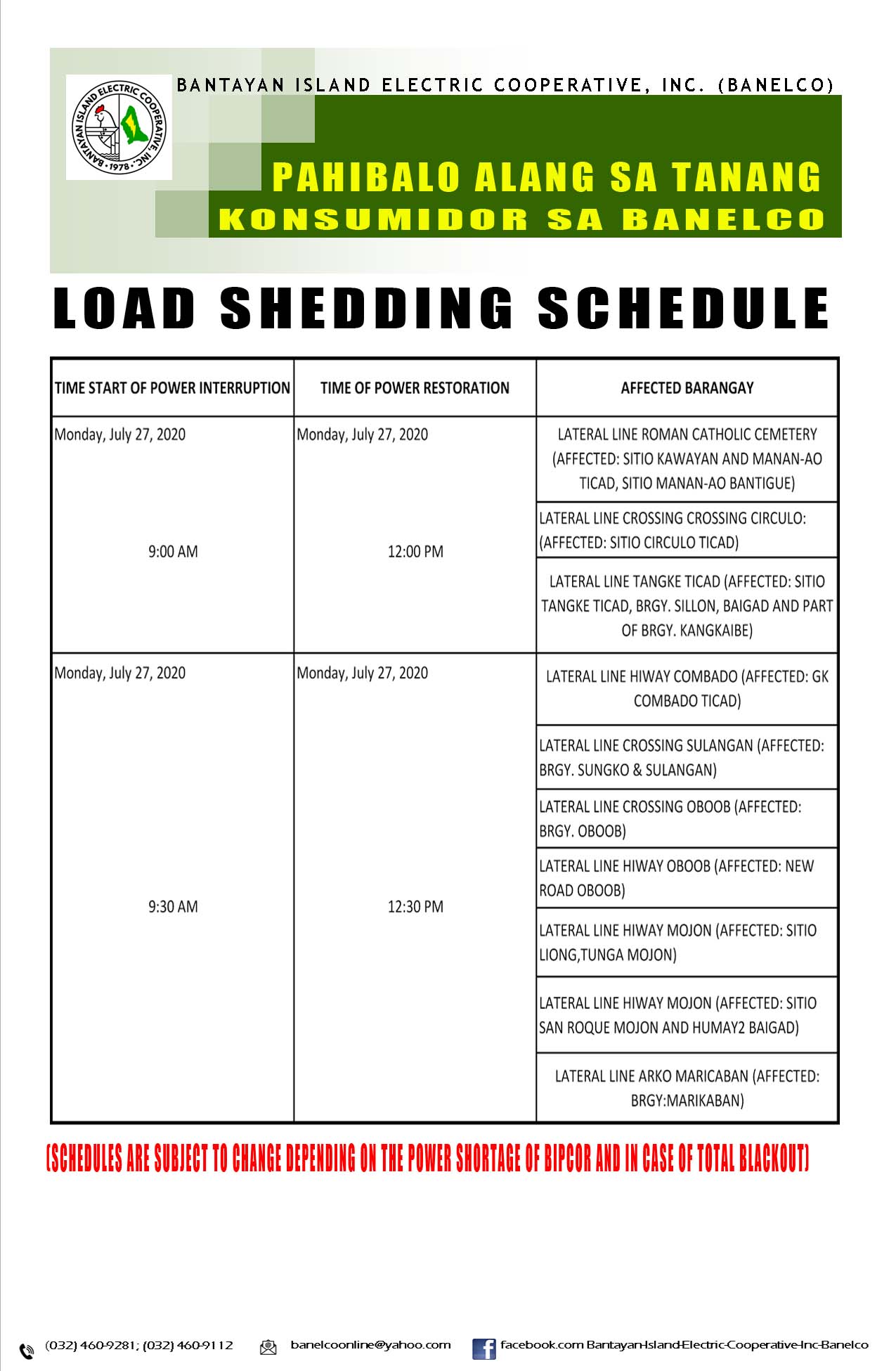 pahibalo-load-shedding-schedule-7-27-2020