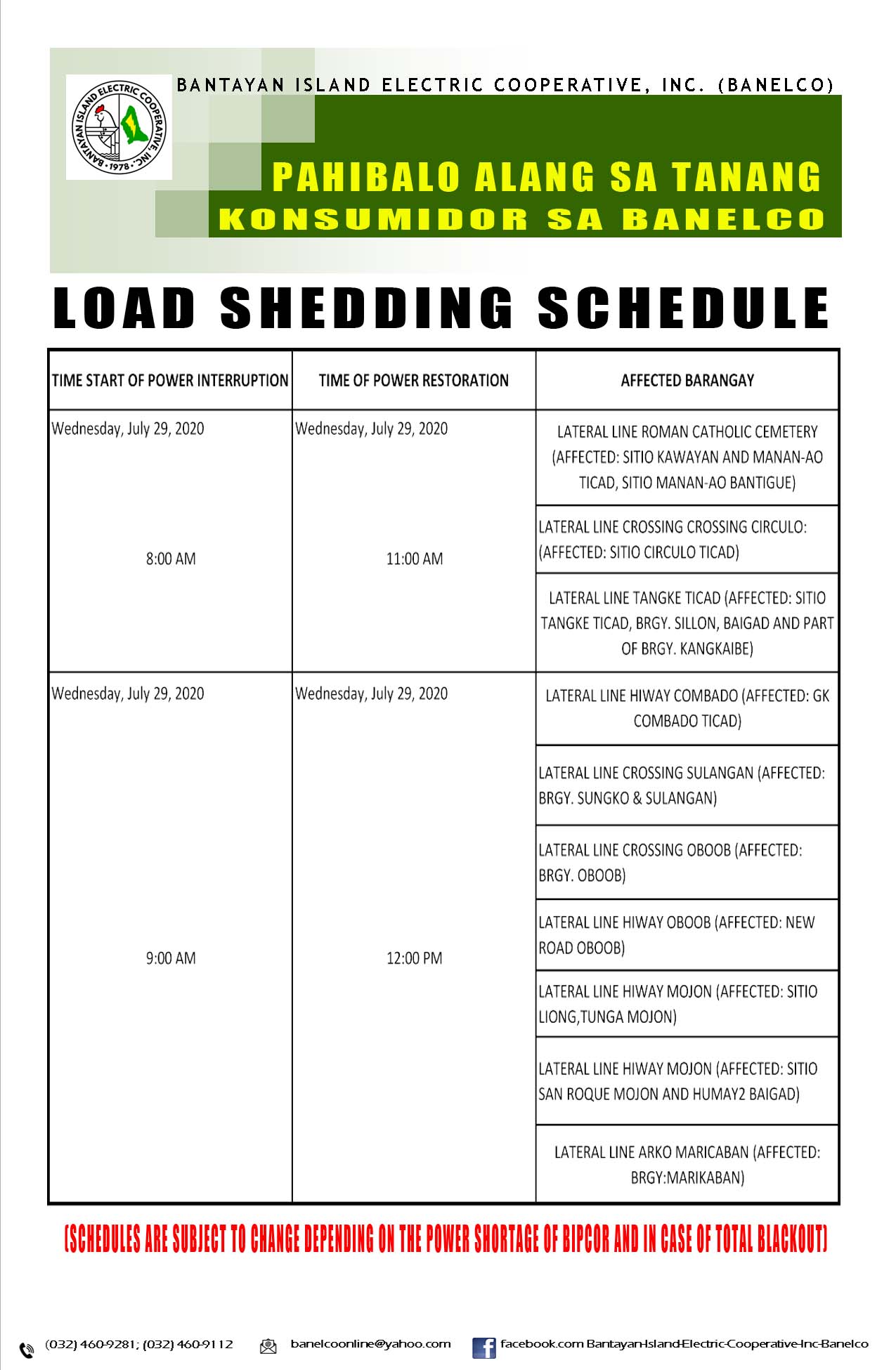 pahibalo-load-shedding-schedule-7-29-2020