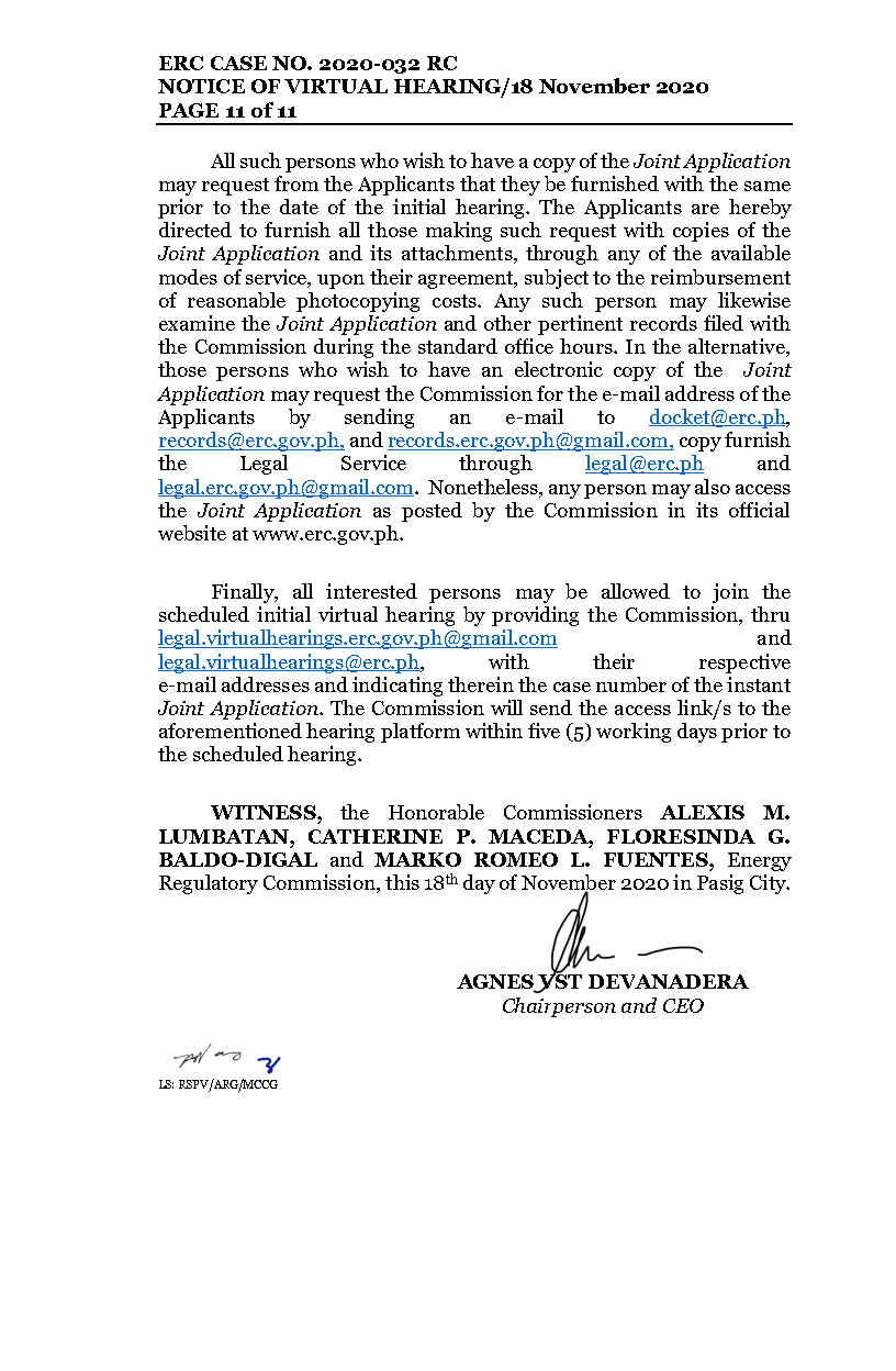 Promulgate 605 - NVH (RESET)_BANELCO-INEC (PSA)_2020-032RC_11.18.2020.rspv.arg-clean copy_Final.12 (1)_Page11