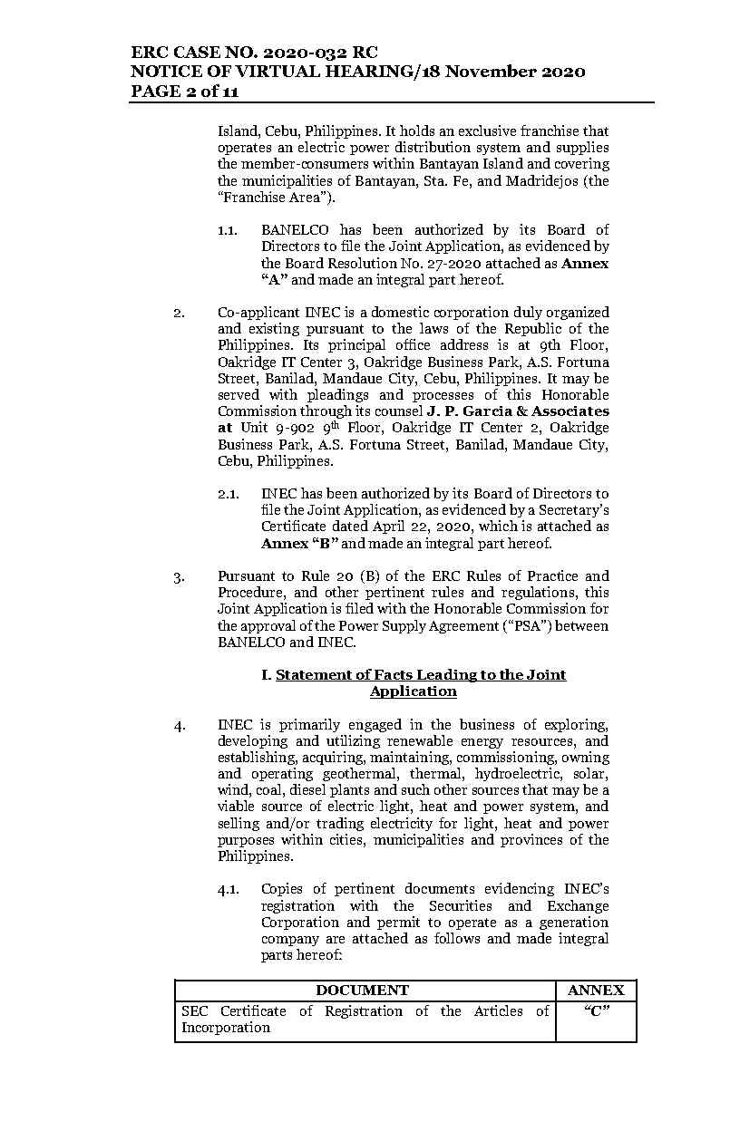 Promulgate 605 - NVH (RESET)_BANELCO-INEC (PSA)_2020-032RC_11.18.2020.rspv.arg-clean copy_Final.12 (1)_Page2