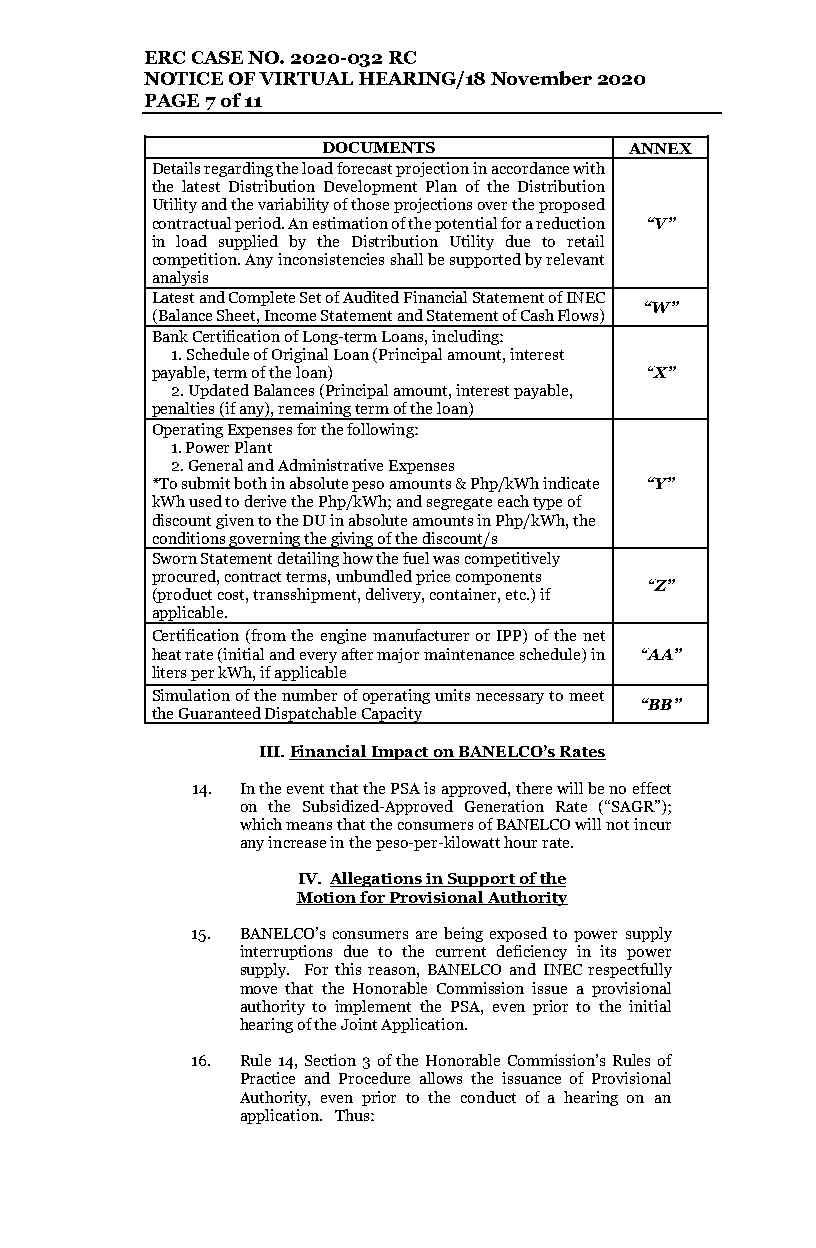 Promulgate 605 - NVH (RESET)_BANELCO-INEC (PSA)_2020-032RC_11.18.2020.rspv.arg-clean copy_Final.12 (1)_Page7